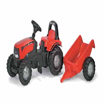 01 241 1 Rolly Kid Case Tractor with Roll Bar & Trailer