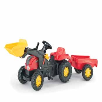 02 312 7 Rolly Kid Tractor & Frontloader & Trailer - red