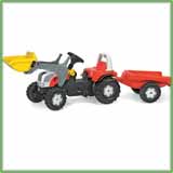02 393 6 Rolly Kid Steyr Tractor with Roll Bar, Frontloader & Trailer